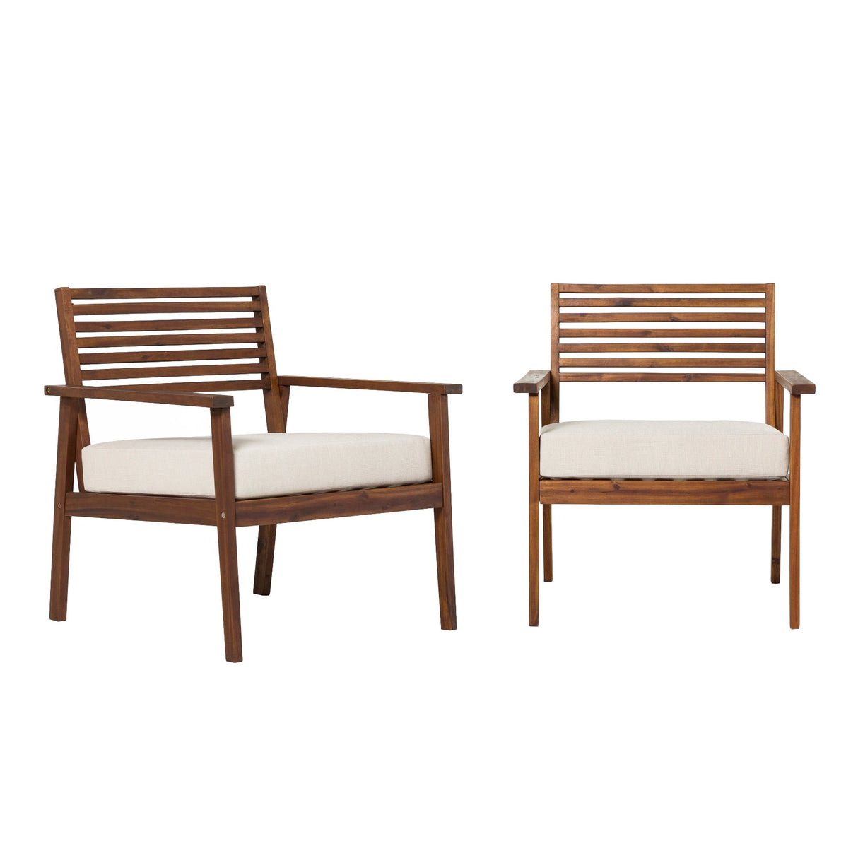 Valencia Mid-Century Modern Acacia Outdoor Slat-Back Lounge Chair