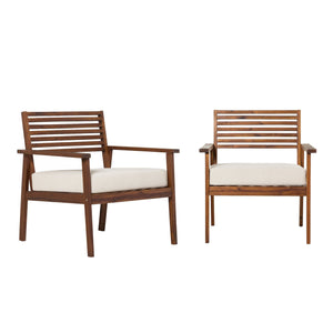 Valencia Mid-Century Modern Acacia Outdoor Slat-Back Lounge Chair