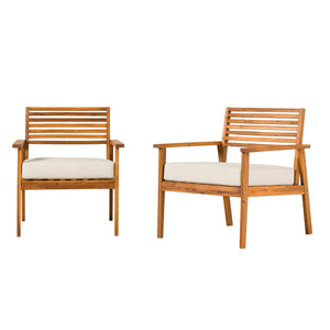 Valencia Mid-Century Modern Acacia Outdoor Slat-Back Lounge Chair