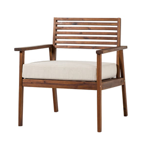 Valencia Mid-Century Modern Acacia Outdoor Slat-Back Lounge Chair