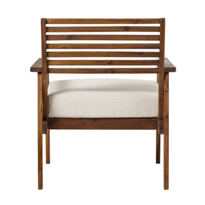 Valencia Mid-Century Modern Acacia Outdoor Slat-Back Lounge Chair