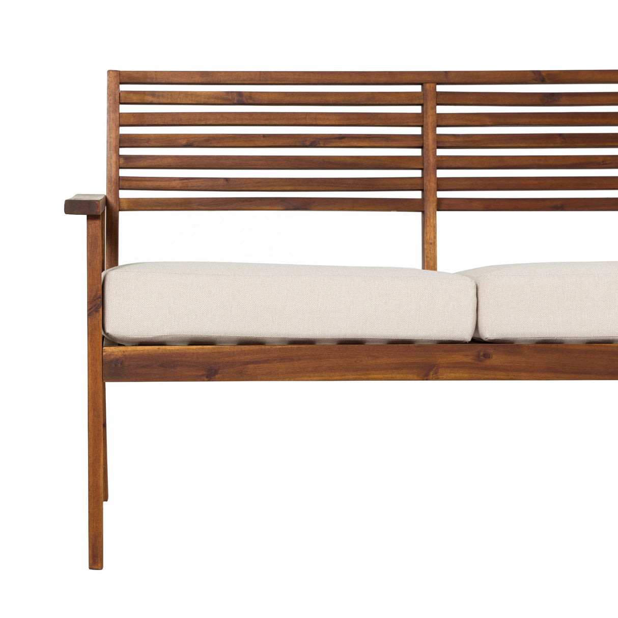 Valencia Mid-Century Modern Acacia Outdoor Slat-Back Loveseat