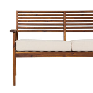 Valencia Mid-Century Modern Acacia Outdoor Slat-Back Loveseat