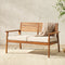 Valencia Mid-Century Modern Acacia Outdoor Slat-Back Loveseat