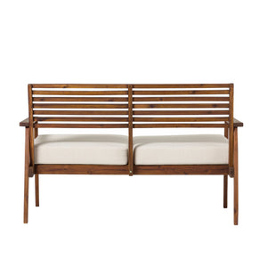 Valencia Mid-Century Modern Acacia Outdoor Slat-Back Loveseat