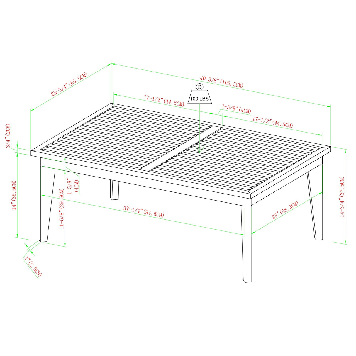 Valencia Mid-Century Modern Acacia Outdoor Slatted Coffee Table