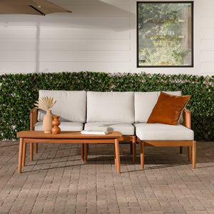 Valmora Modern Wood Outdoor 4-Piece L-Shaped Sectional Set