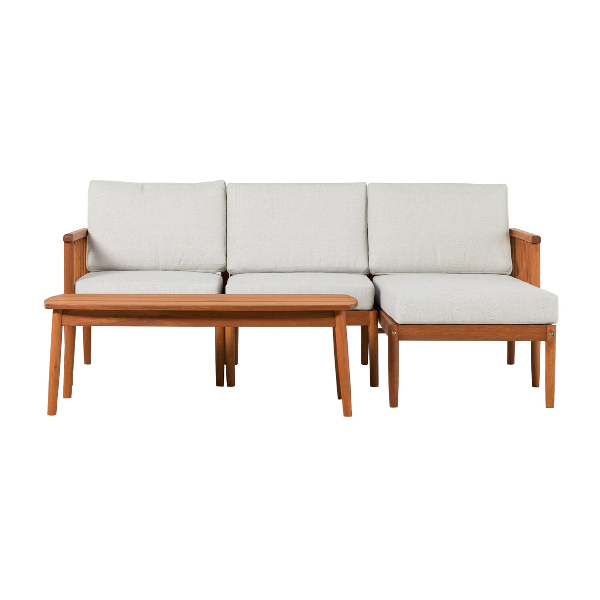 Valmora Modern Wood Outdoor 4-Piece L-Shaped Sectional Set