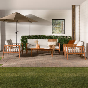 Valmora Modern Wood Outdoor 5-Piece Patio Chat Set