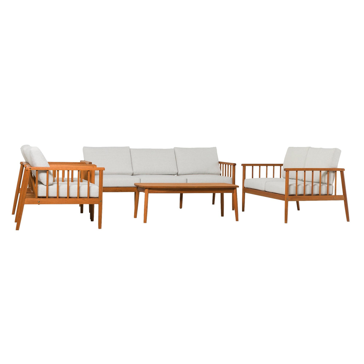 Valmora Modern Wood Outdoor 5-Piece Patio Chat Set