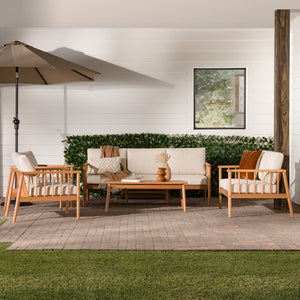 Valmora Modern Wood Outdoor 5-Piece Patio Chat Set