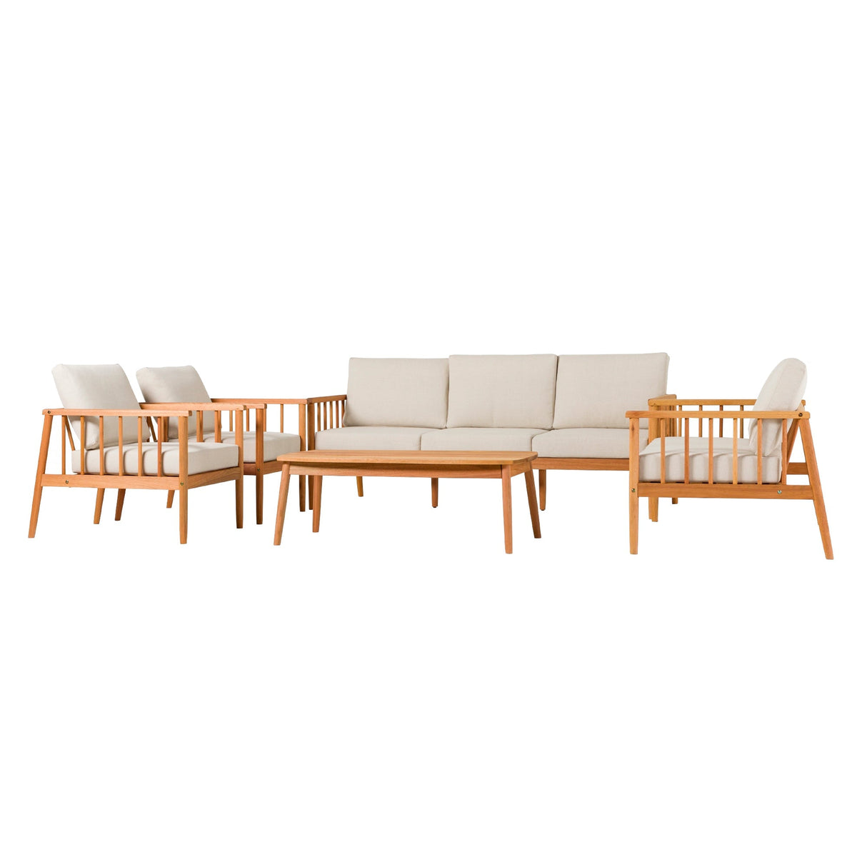 Valmora Modern Wood Outdoor 5-Piece Patio Chat Set