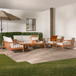 Valmora Modern Wood Outdoor 5-Piece Patio Chat Set