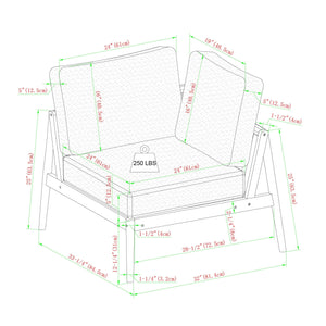 Valmora Modern Wood Outdoor 6-Piece Sectional and Coffee Table