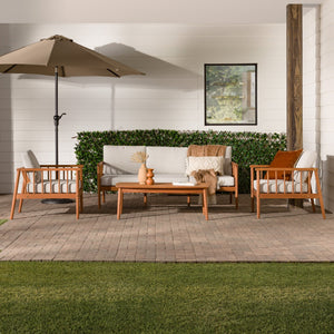 Valmora Modern Wood Outdoor Patio 4-Piece Chat Set