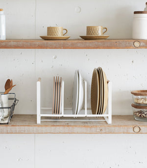 Vertical Plate Organizer - Steel + Wood