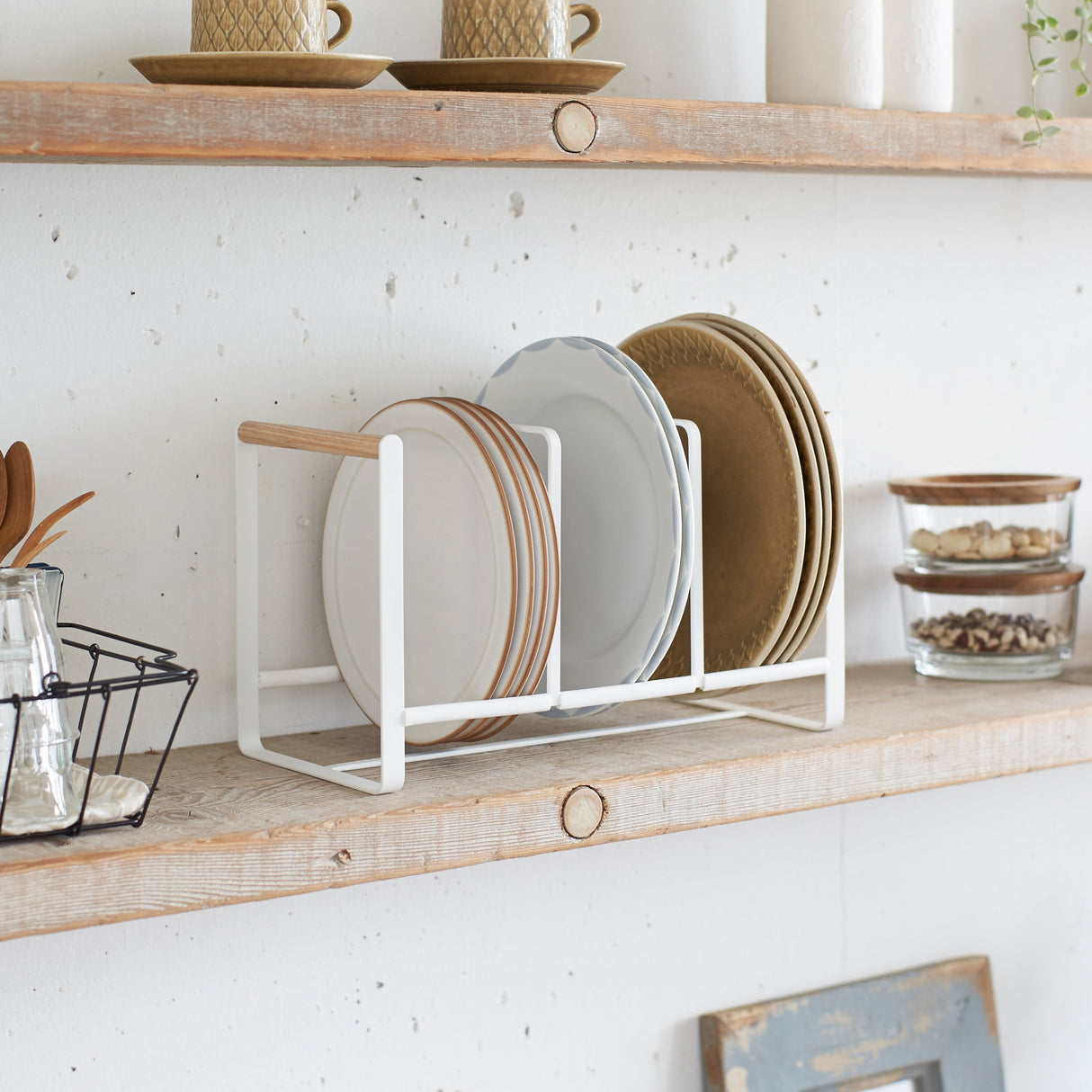 Vertical Plate Organizer - Steel + Wood