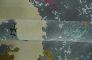 Vibrant Colorful Modern Abstract Gray, Olive, Purple and Ivory Hand knotted 10x14 and 12x15 wool Area Rug