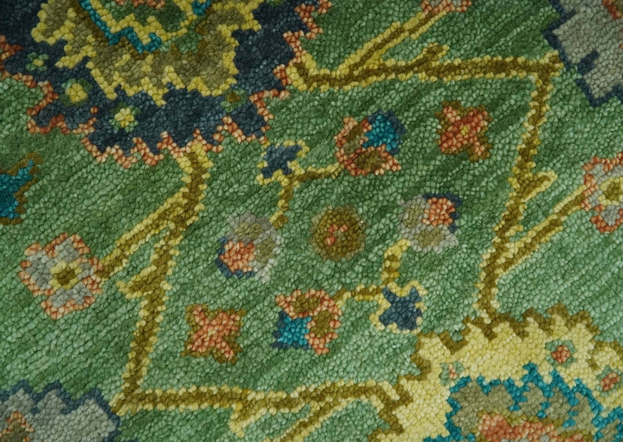 Vibrant colorful Green 8x10 Hand Knotted Traditional Oriental Oushak wool Area Rug