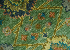 Vibrant colorful Green 8x10 Hand Knotted Traditional Oriental Oushak wool Area Rug