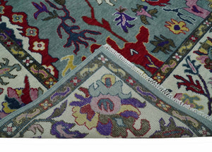 Vibrant colorful Silver, Ivory and Brown Hand Knotted Traditional Oushak Multi Size wool Area Rug