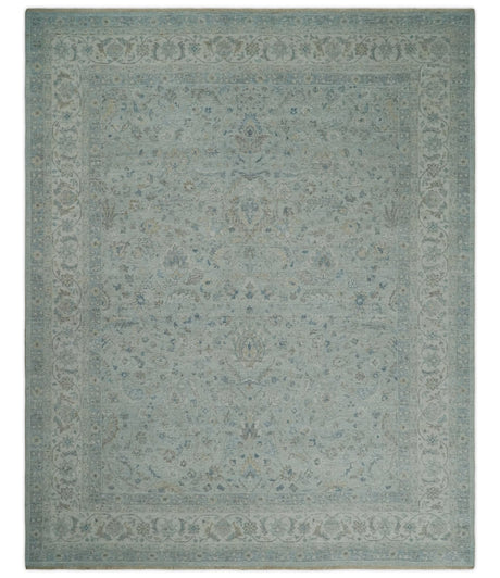Vintage 6x9, 8x10 and 9x12 Hand Knotted Traditional Silver, brown and Beige Antique Textured Low Pile Distressed Wool Rug | TRD53114