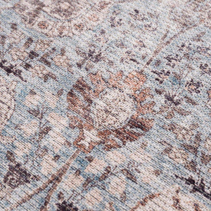 Vintage Brown&Blue Dauis Washable Rug