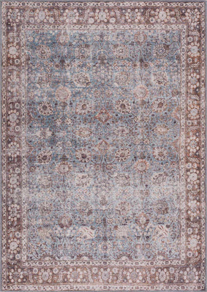 Vintage Brown&Blue Dauis Washable Rug