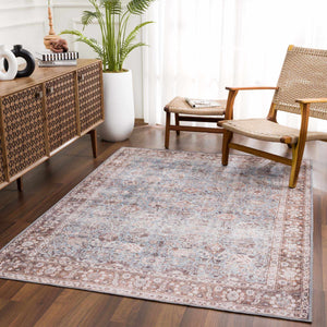 Vintage Brown&Blue Dauis Washable Rug