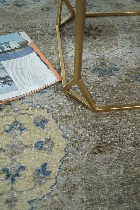 Vintage Hand Knotted 8x10 Traditional Oxidized Textured Low Pile Wool Rug | TRD2045810