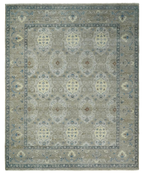 Vintage Hand Knotted 8x10 Traditional Oxidized Textured Low Pile Wool Rug | TRD2045810