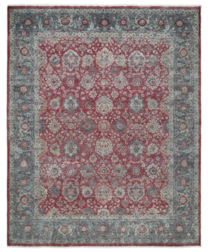 Vintage Hand Knotted 8x10 Traditional Oxidized Textured Low Pile Wool Rug | TRD2122810