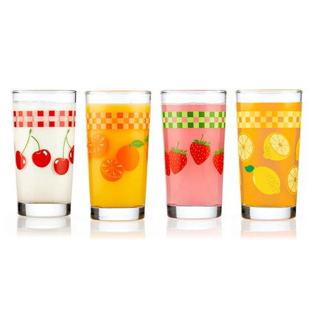 Vintage Juice Glasses, 11 ounce, Assorted, Set of 4