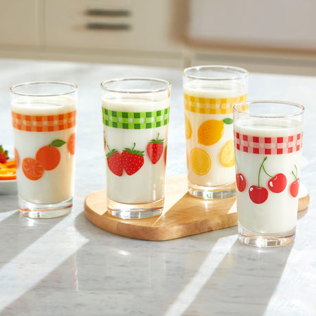 Vintage Juice Glasses, 11 ounce, Assorted, Set of 4