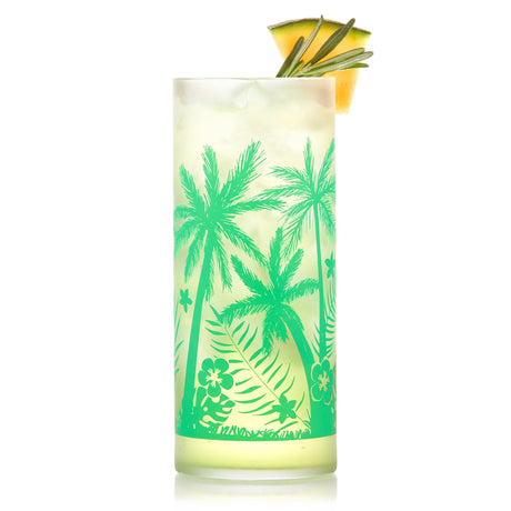 Vintage Palm Trees Cooler Glasses, 16 ounce, Set of 4