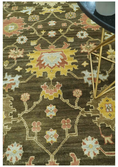 Vintage Style Antique design Green and Rust 8x10 Traditional Floral wool area rug
