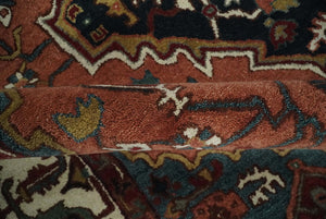 Vintage Style Black, Rust, Teal and Ivory Hand Tufted 8x10 Traditional wool Area Rug