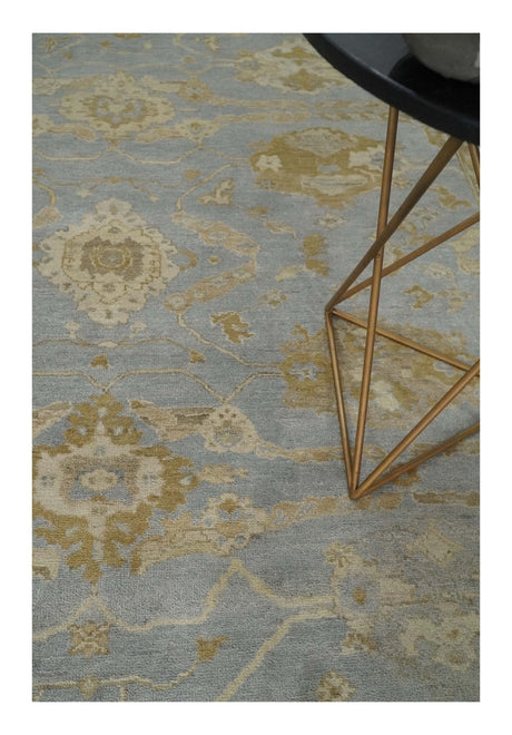 Vintage Style Charcoal, Beige and Olive 8x10 Hand knotted Oushak wool Area Rug