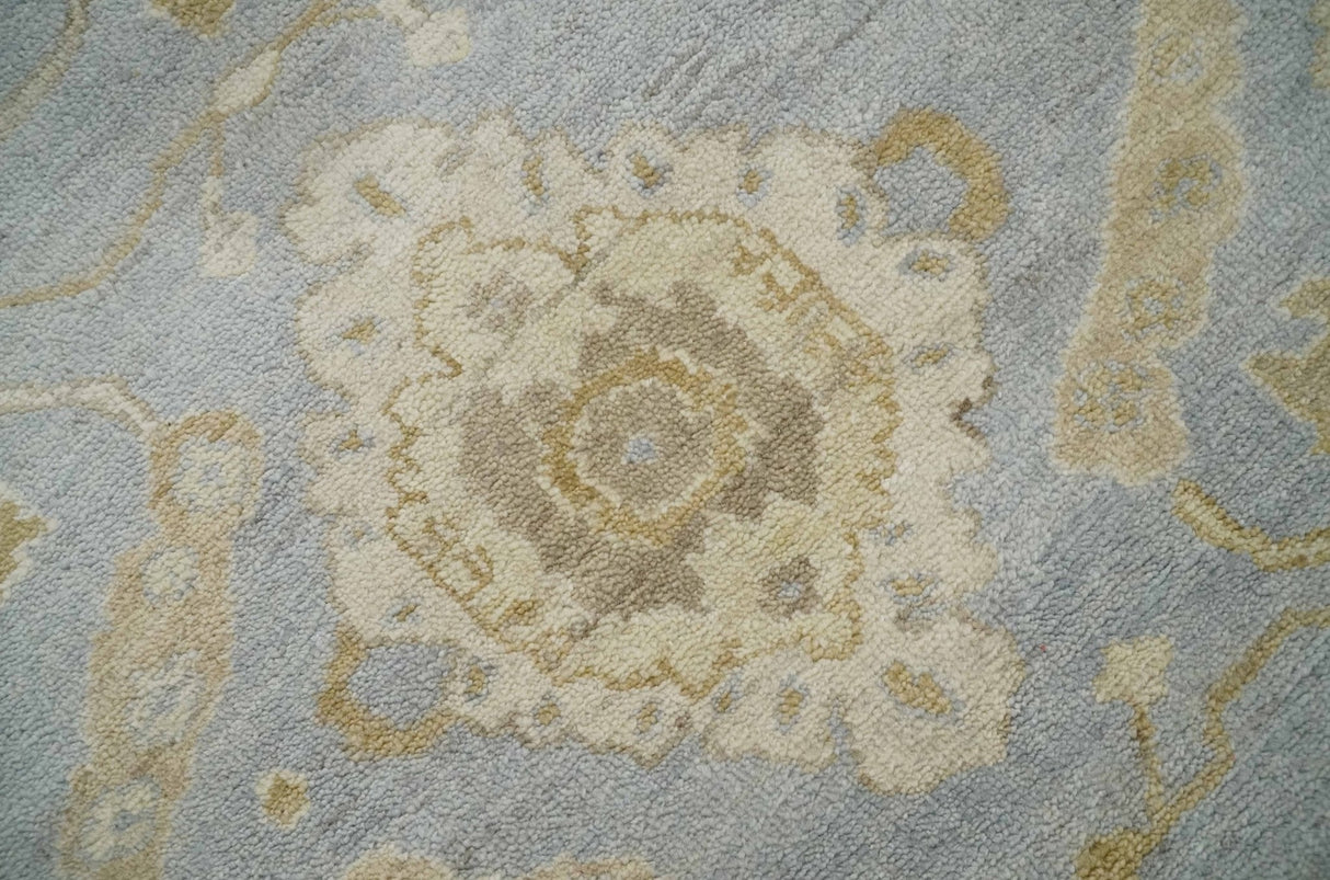 Vintage Style Charcoal, Beige and Olive 8x10 Hand knotted Oushak wool Area Rug