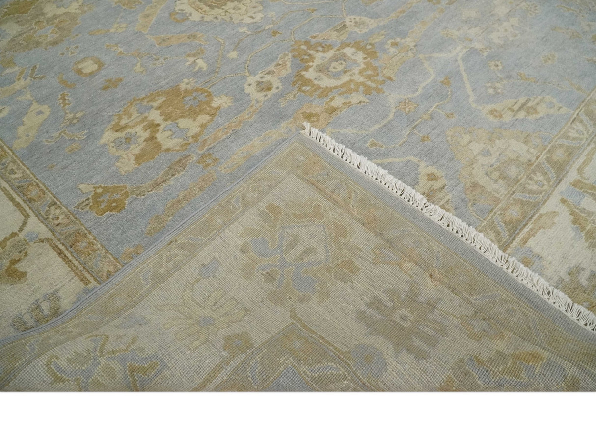 Vintage Style Charcoal, Beige and Olive 8x10 Hand knotted Oushak wool Area Rug