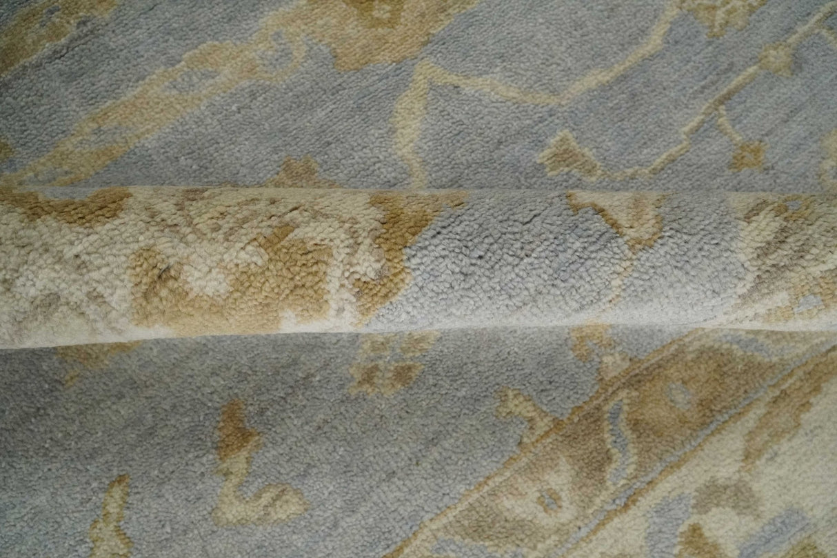 Vintage Style Charcoal, Beige and Olive 8x10 Hand knotted Oushak wool Area Rug