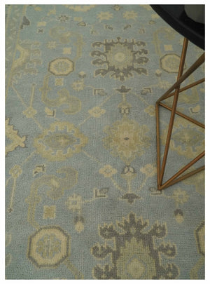 Vintage Style Hand Knotted Gray and Beige 6x9 Traditional Oriental Oushak wool rug