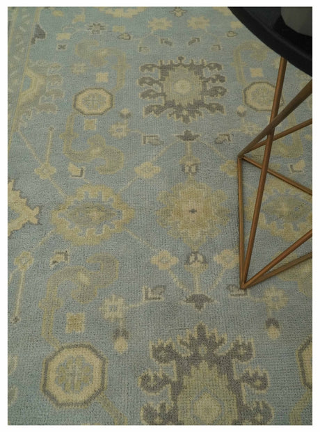 Vintage Style Hand Knotted Gray and Beige 6x9 Traditional Oriental Oushak wool rug