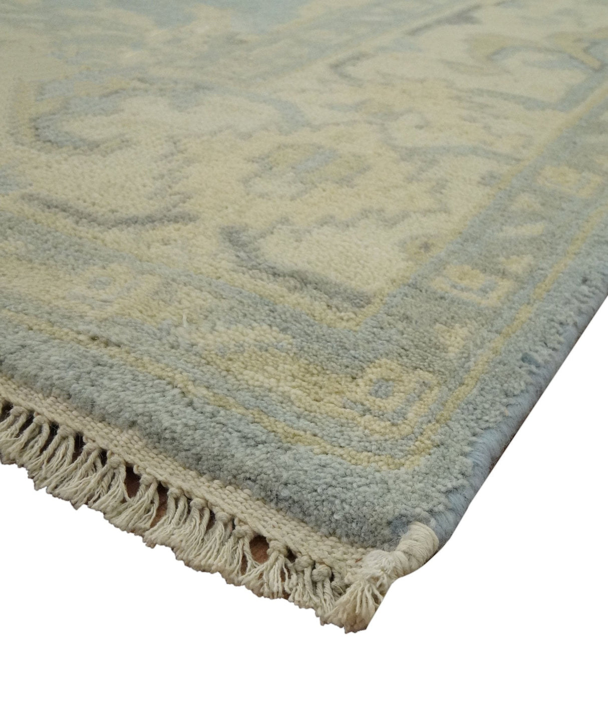 Vintage Style Hand Knotted Gray and Beige 6x9 Traditional Oriental Oushak wool rug