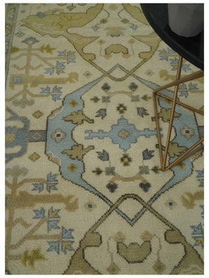 Vintage Style Ivory, Beige and Gray 6x9 Hand Knotted Traditional Oriental Oushak wool rug
