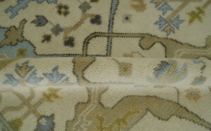 Vintage Style Ivory, Beige and Gray 6x9 Hand Knotted Traditional Oriental Oushak wool rug