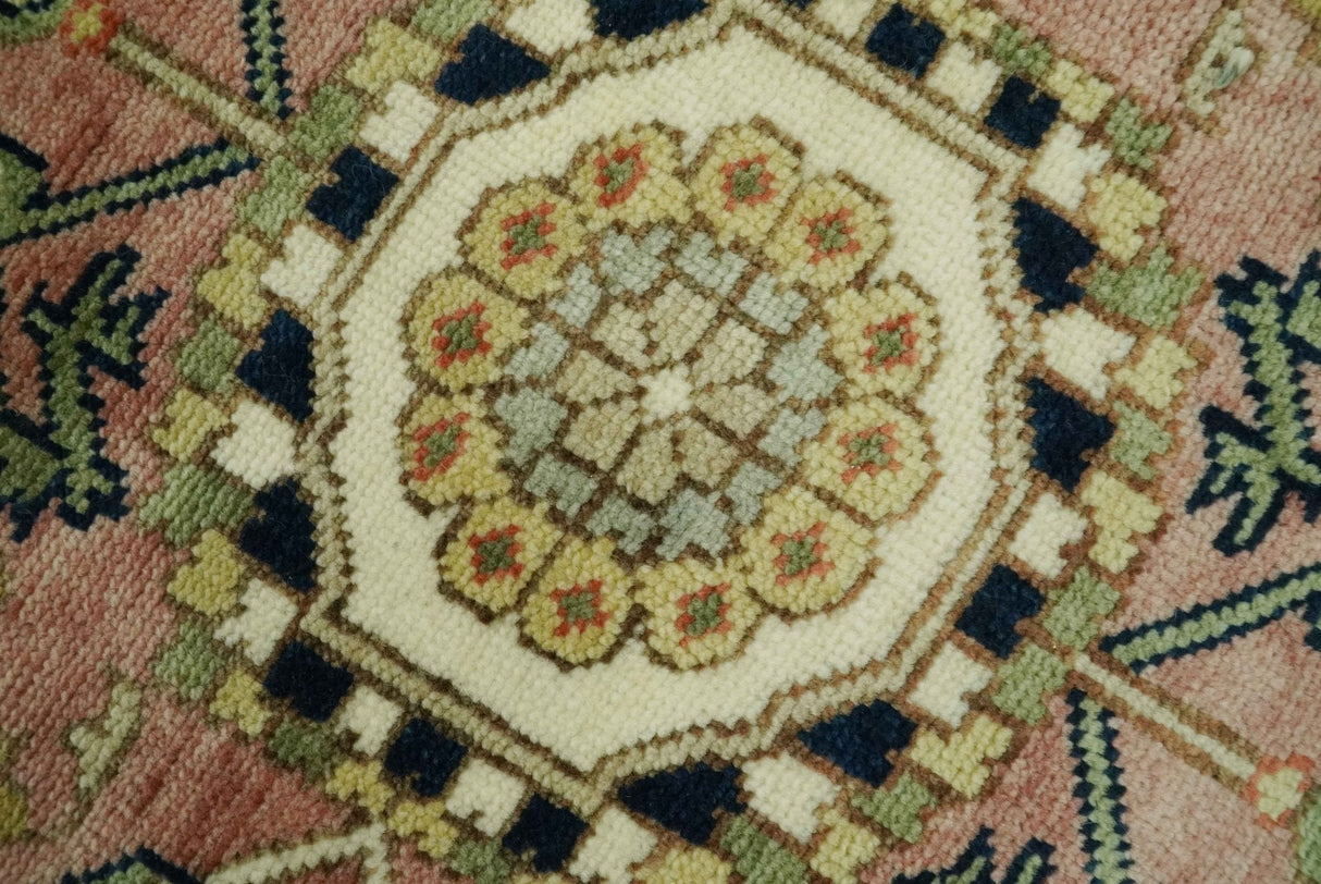 Vintage Style Olive, Rust and Ivory Fine Hand Knotted 8x10 wool area rug