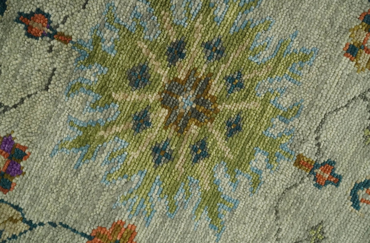 Vintage Style Vibrant Colorful Beige, Blue and Rust Hand Knotted Traditional Oushak Multi Size wool Area Rug