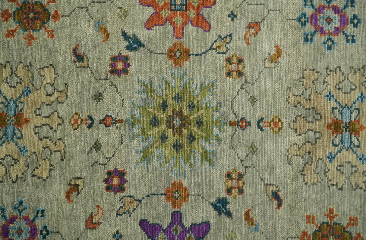Vintage Style Vibrant Colorful Beige, Blue and Rust Hand Knotted Traditional Oushak Multi Size wool Area Rug