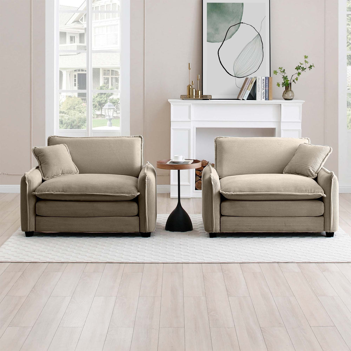 Walker Edison | Corduroy Cloud Deep Seated Accent Sofa Chairs